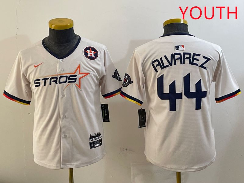 Youth Houston Astros #44 Alvarez Cream Three generations Joint Name 2025 Nike MLB Jersey style 4119
